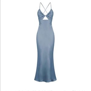 NEW Shona Joy La Lune Ruched Bodice Mini Dress in Blue Smoke - Size US 2